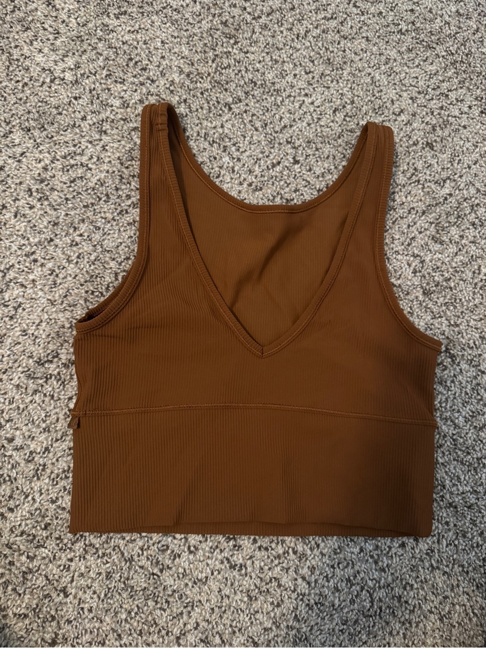 Lululemon Women's V-Neck Ribbed Crop Tank Top - Brown